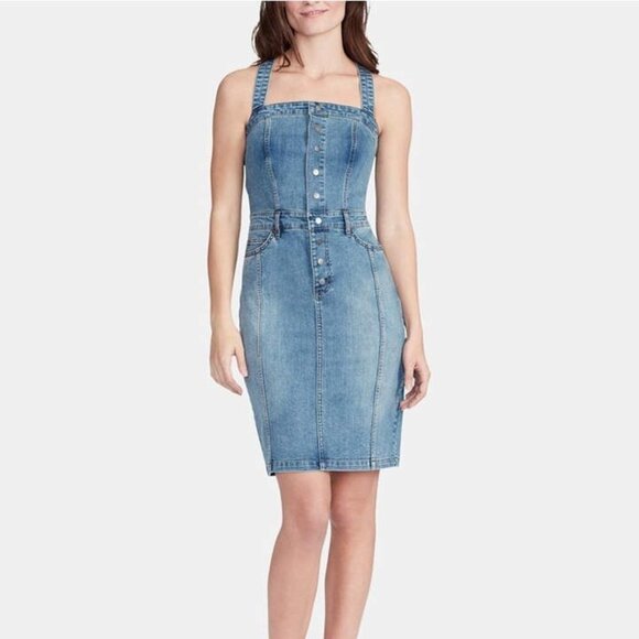 William Rast Serena Denim  Cross strap dress - Picture 1 of 16